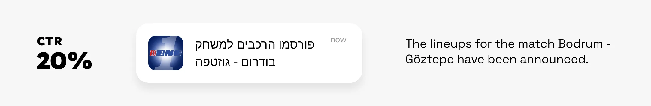 Notificación push de ONE.co.il - alineación para el partido