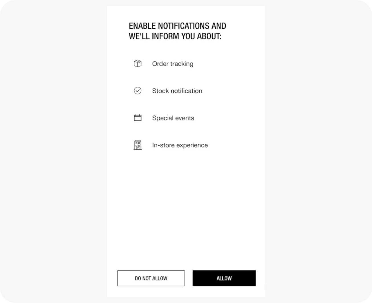 ข้อความในแอปเพื่อขอ opt-in