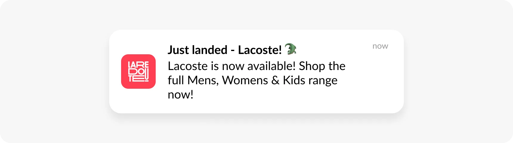 Ejemplo de notificación push automatizada de anuncio de nuevo producto
