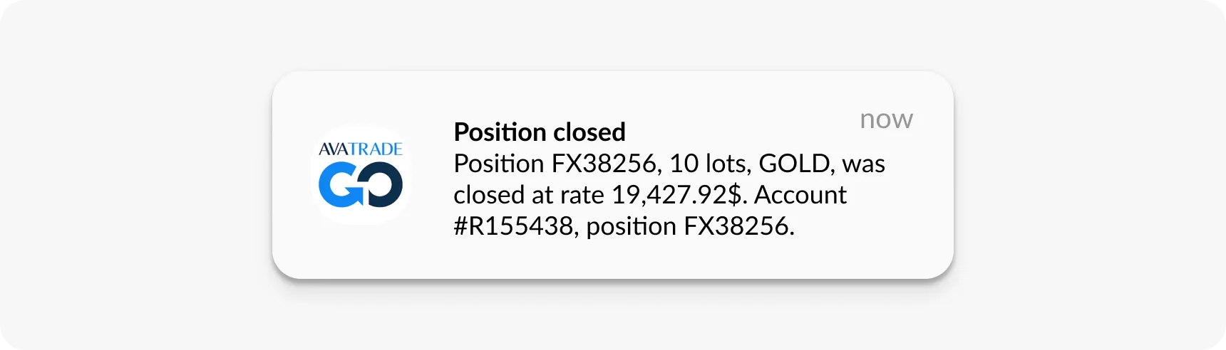 Notificação push transacional de atualização de mercado