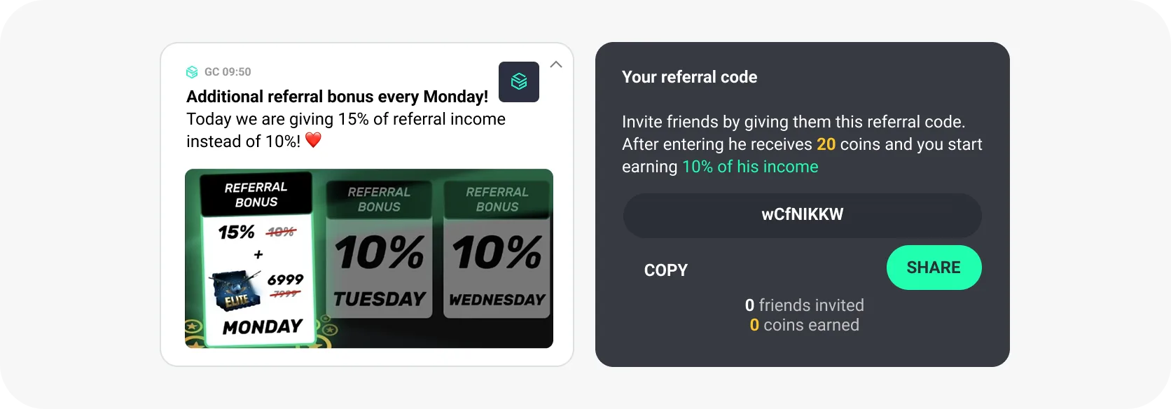 Notificación push automatizada de oferta recurrente