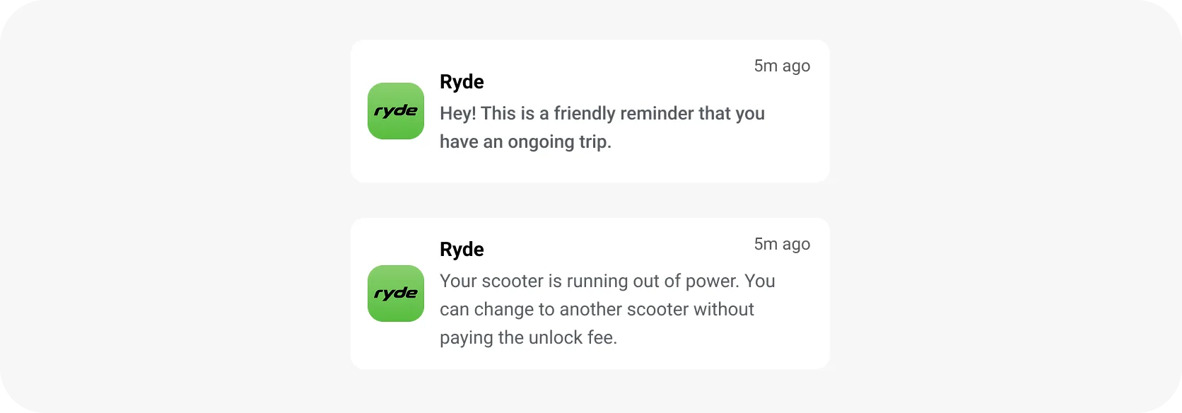 Campaña de notificación push automatizada de estado del viaje
