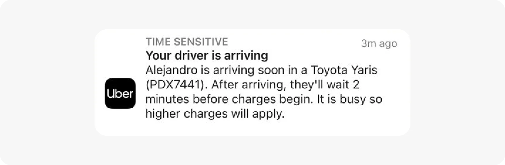 Notificação push transacional de atualização de status de viagem