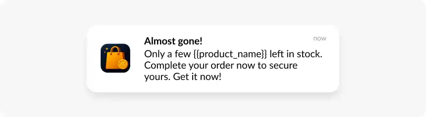 Back in stock abandoned cart notification example