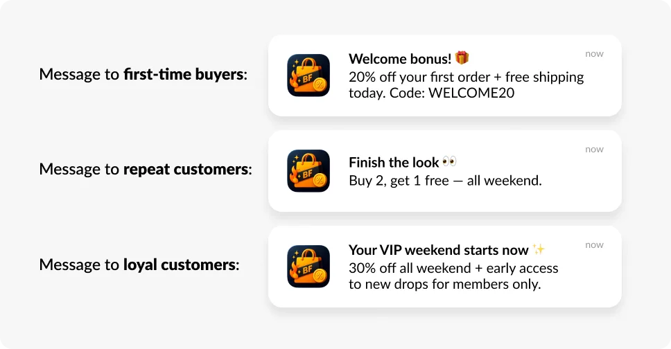 ब्लैक फ्राइडे ऑफ़र को सेगमेंट और पर्सनलाइज़ करें