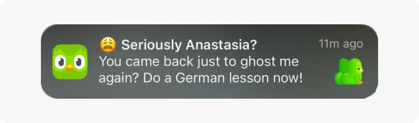 Activation push notification duolingo