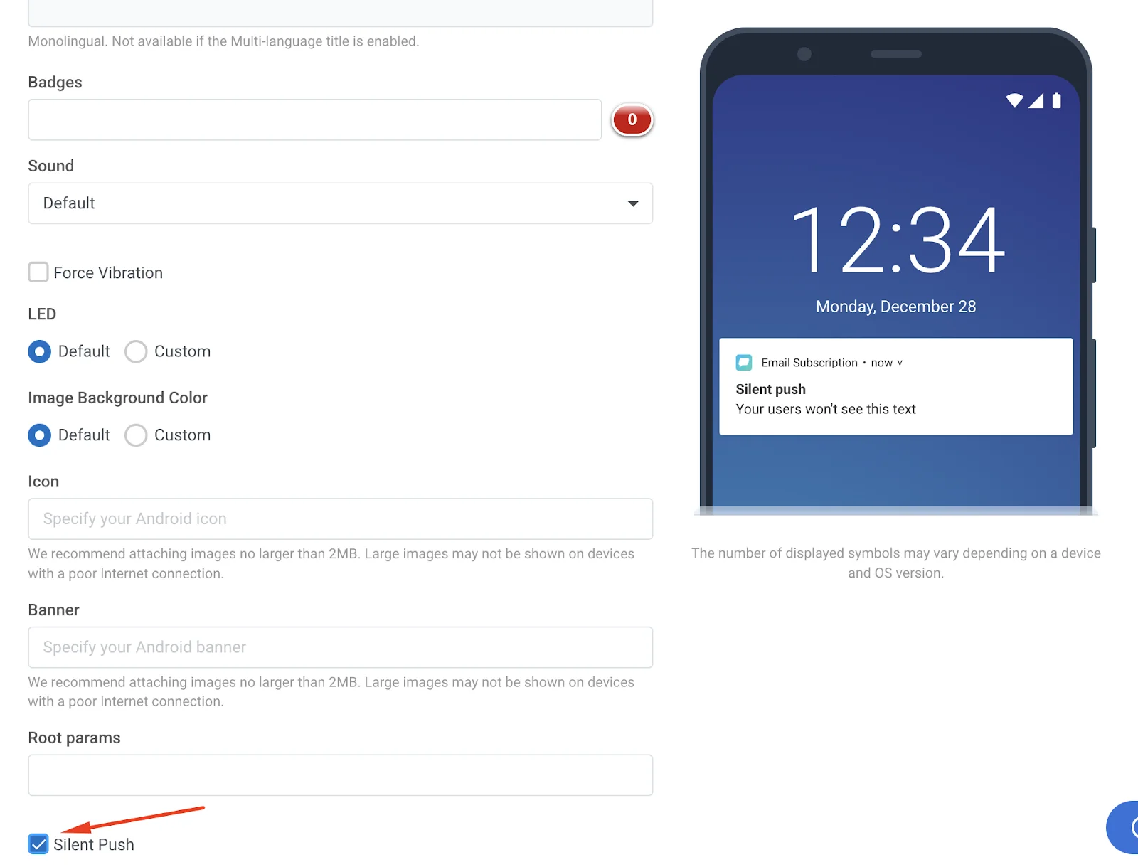 Silent push on Android in Pushwoosh