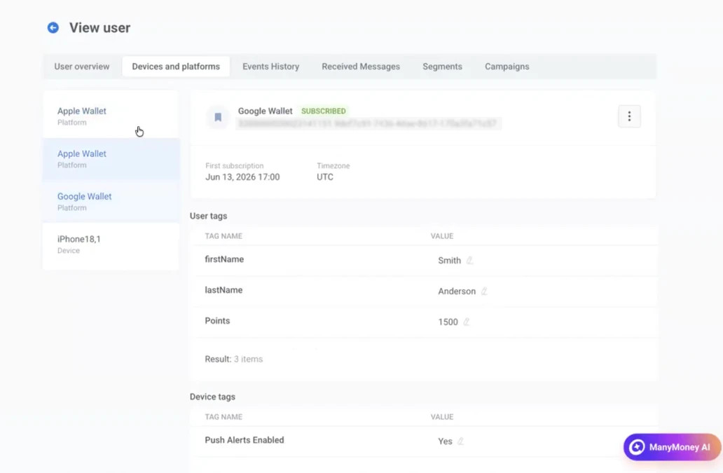 Wallet pass builder interface in Pushwoosh