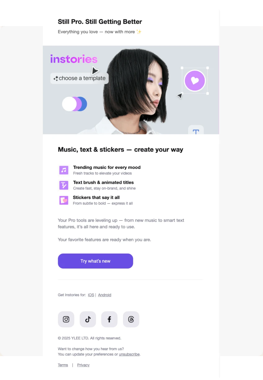 Instories transactional email sent after a trial cancellation
