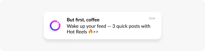 Instories personalized push notification for a content niche