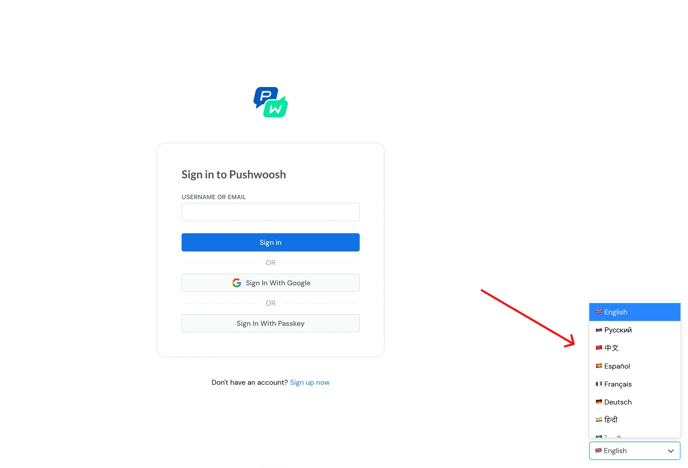 Switching the Pushwoosh Control Panel interface language from Account settings