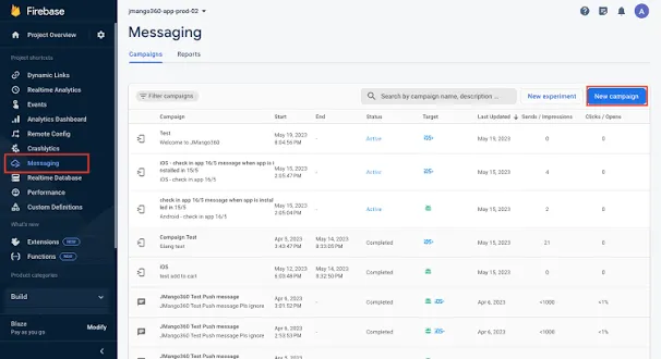 Firebase Cloud Messaging console