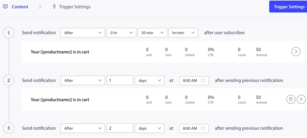 PushEngage web push dashboard