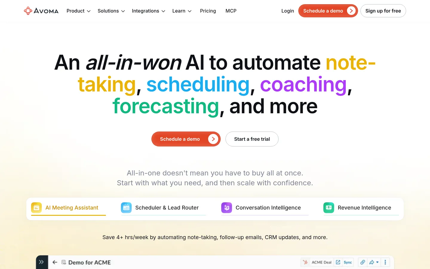 Avoma conversation intelligence and AI note taker