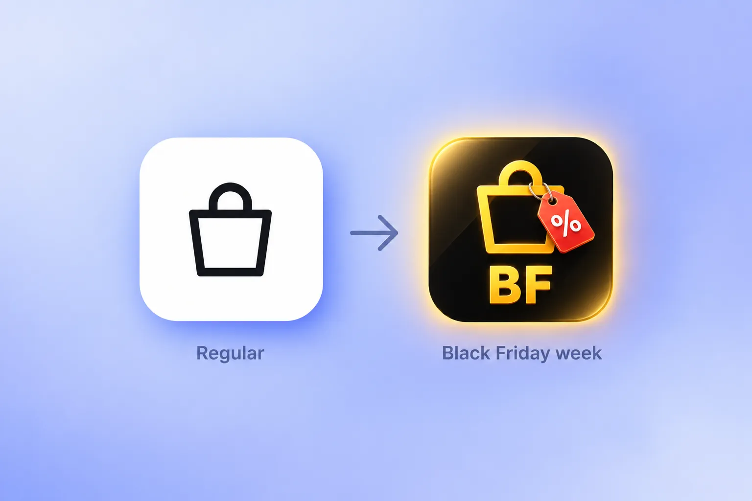 Regular app icon switched to a Black Friday week version