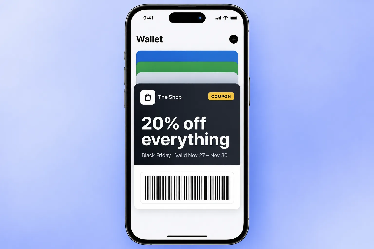 Black Friday coupon saved as a wallet pass
