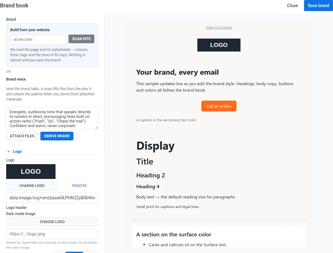 email header design and brand system in the Pushwoosh Brand book
