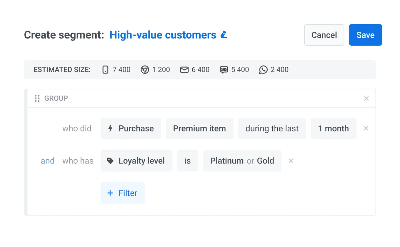 Schnittstelle für flexible Segmentierung