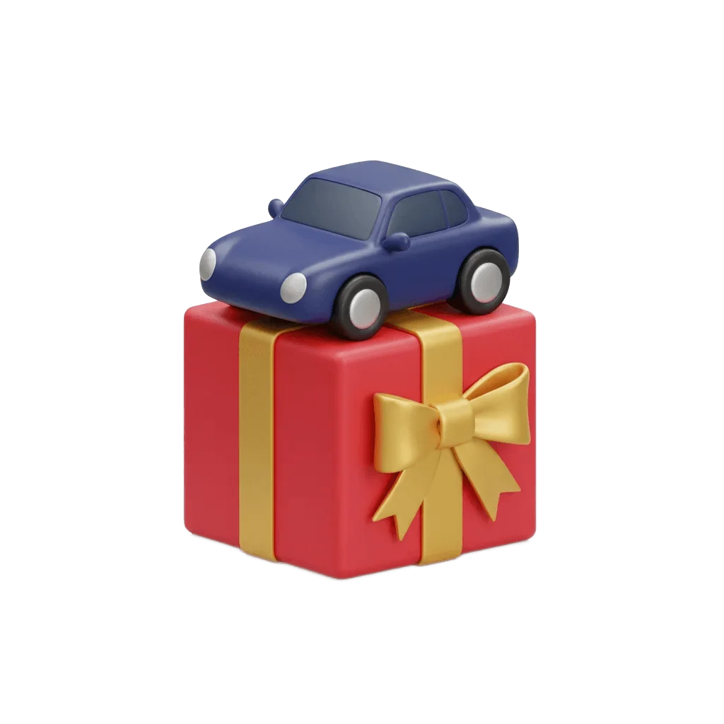 3D gift box with car on top for personalized automotive offers