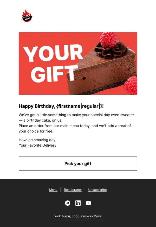 Birthday campaign template in Pushwoosh