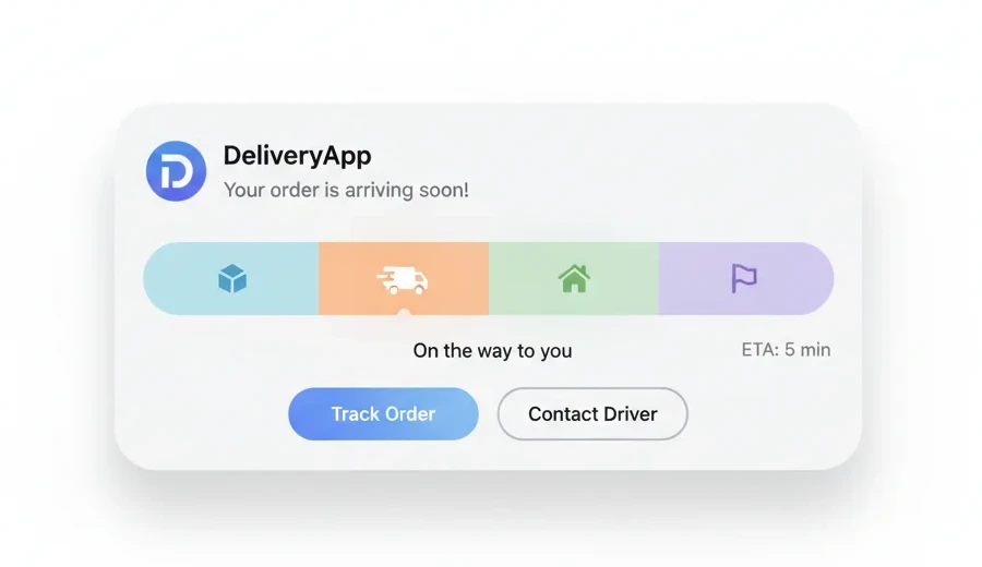 Real-time order status journey for food delivery apps