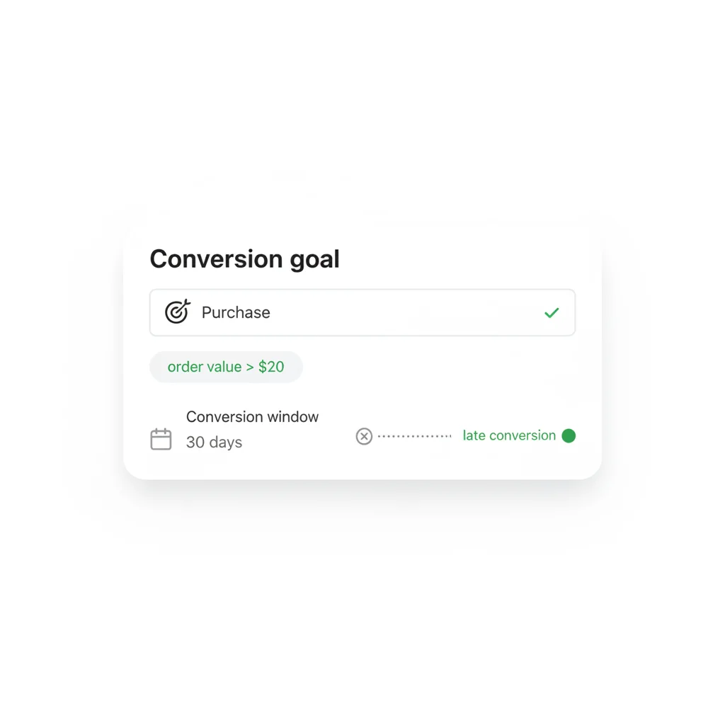 Journey Settings panel showing a conversion goal set to the purchase event with a 30-day conversion window and an attribute condition