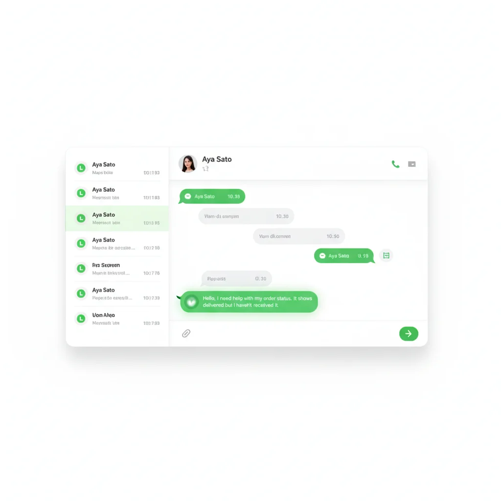 LINE Messages agent inbox showing a 1:1 conversation thread with message history