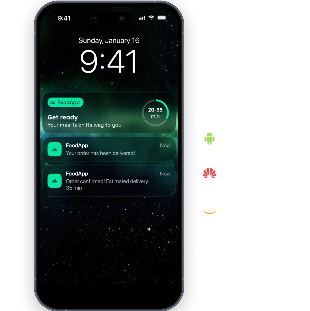 iOSとAndroidにおけるモバイルプッシュ通知の例