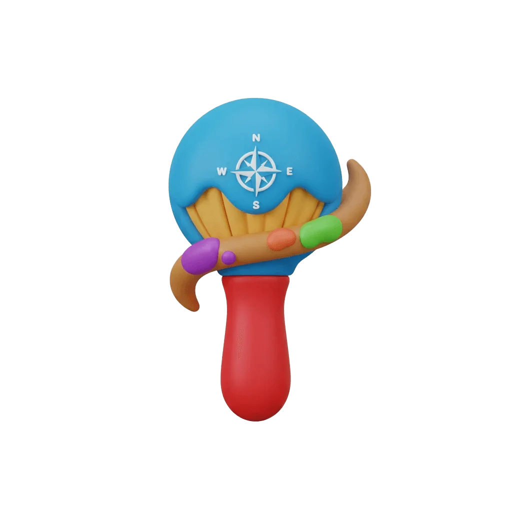 3D map pin with paintbrush for regional customization