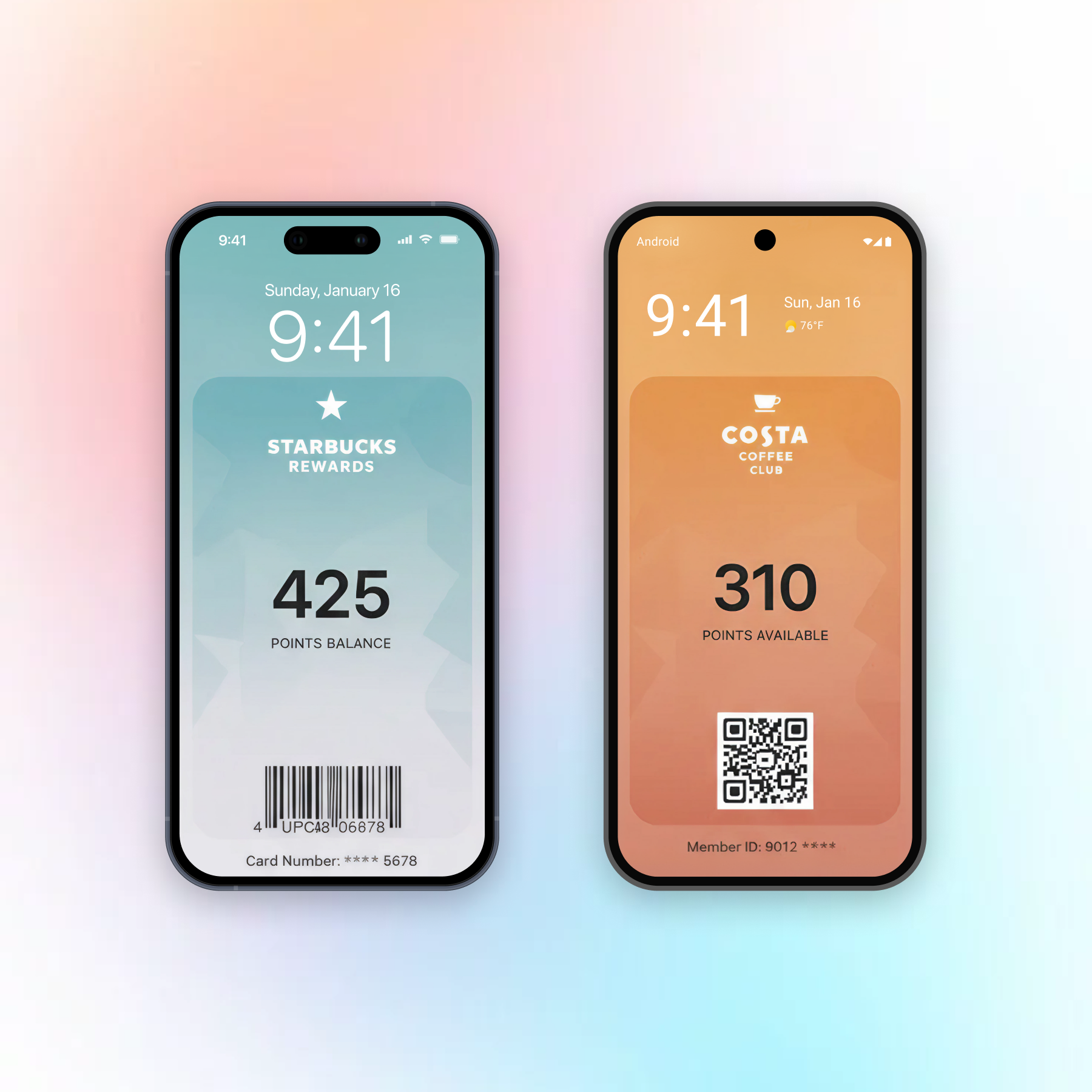 Apple Wallet and Google Wallet passes shown on iPhone and Android lock screens