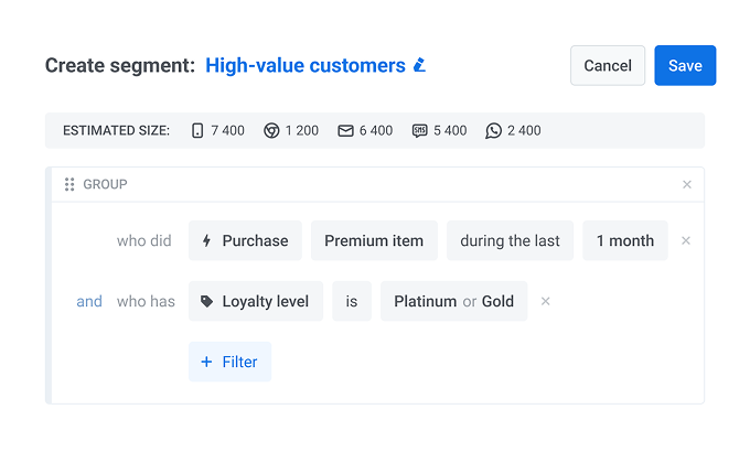 High-value customers - Segment created in Pushwoosh.png